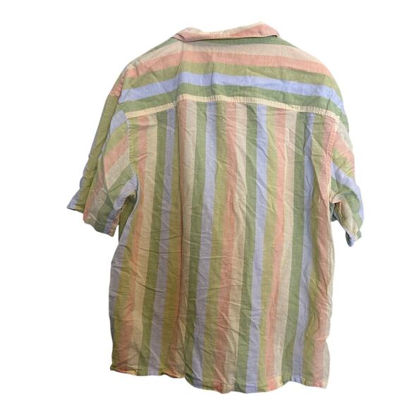 Zara Striped Camp‎ Shirt Pastel Button Up Short Sleeve Casual Top XL - Picture 2 of 7